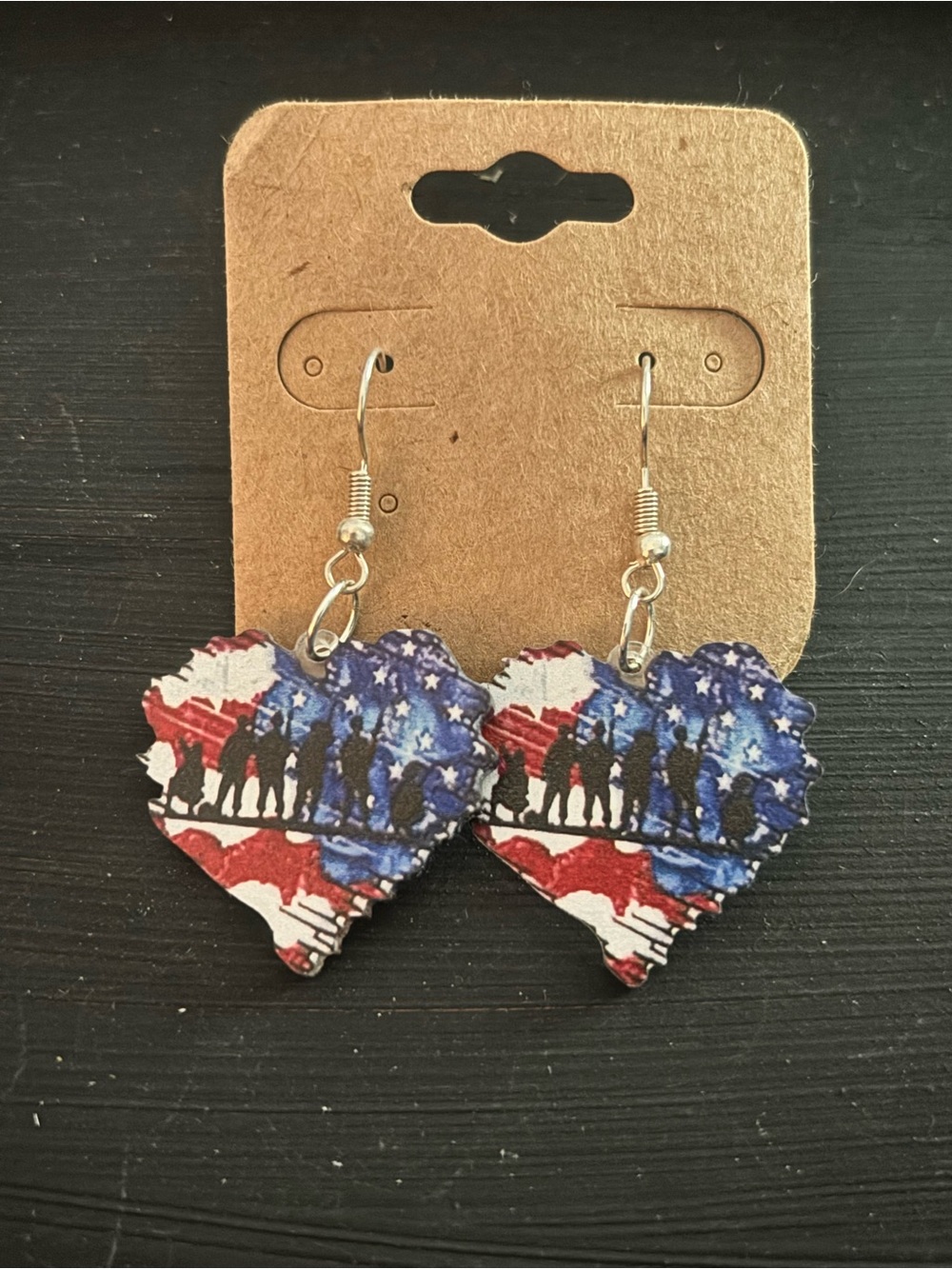 Heart-Shaped American Flag Silhouette Earrings